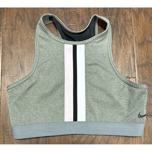 NIKE Sports Bra Small BV0646-091 Grey, Pink Black and White Mesh,‎ Racerback